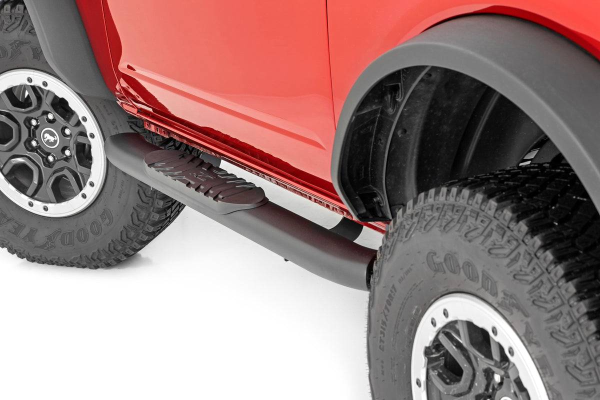 Rough Country Oval Nerf Steps 2-Door Black Fits Ford Bronco (2 Door) 4WD (21-23) 21012