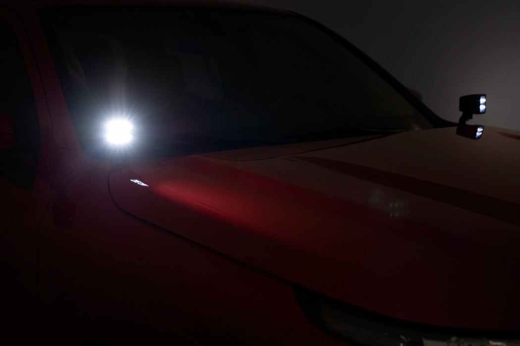 Rough Country Led Light Kit Ditch Mount 2" Black Pair White Drl Compatible with Nissan Frontier (22-23) 71066