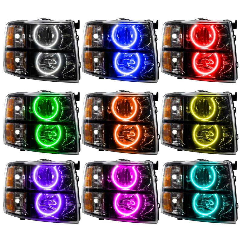 Oracle 07-13 Chevy Silverado SMD HL Blk Round Style ColorSHIFT w/ 2.0 Cntrl SEE WARRANTY 7105-333