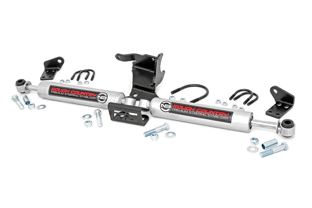 Rough Country N3 Steering Stabilizer Dual 2.5-8 Inch Lift compatible with Jeep Gladiator Jt (20-22)/Wrangler Jl (18-23) 87304