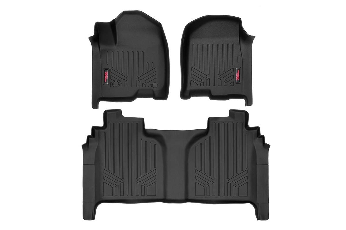 Rough Country Floor Mats Fr And Rr Fr Bucket Crew Fits Chevy/GMC 1500/2500HD/3500HD (19-23) M-21612