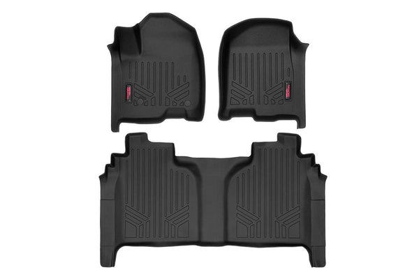 Rough Country Floor Mats Fr And Rr Fr Bucket Crew Fits Chevy/GMC 1500/2500HD/3500HD (19-23) M-21612