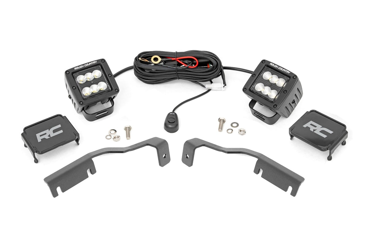 Rough Country Led Light Kit Ditch Mount 2" Black Pair Flood Fits Nissan Frontier (22-23) 71065