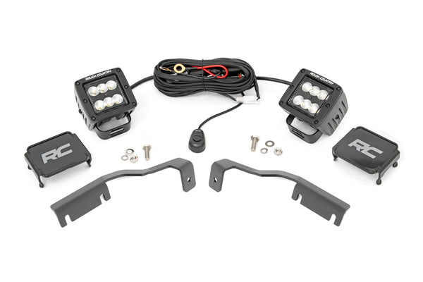 Rough Country Led Light Kit Ditch Mount 2" Black Pair Flood Fits Nissan Frontier (22-23) 71065