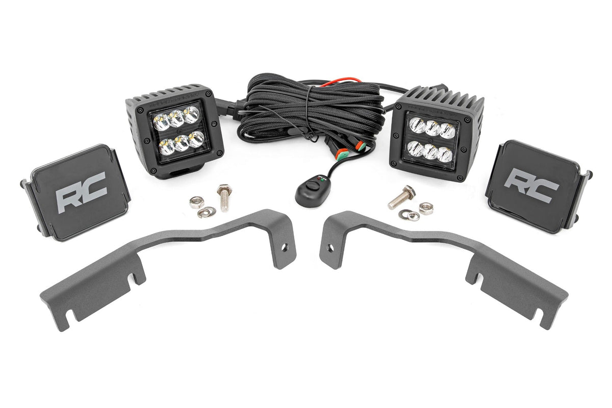 Rough Country Led Light Kit Ditch Mount 2" Black Pair Spot Fits Nissan Frontier (22-23) 71064