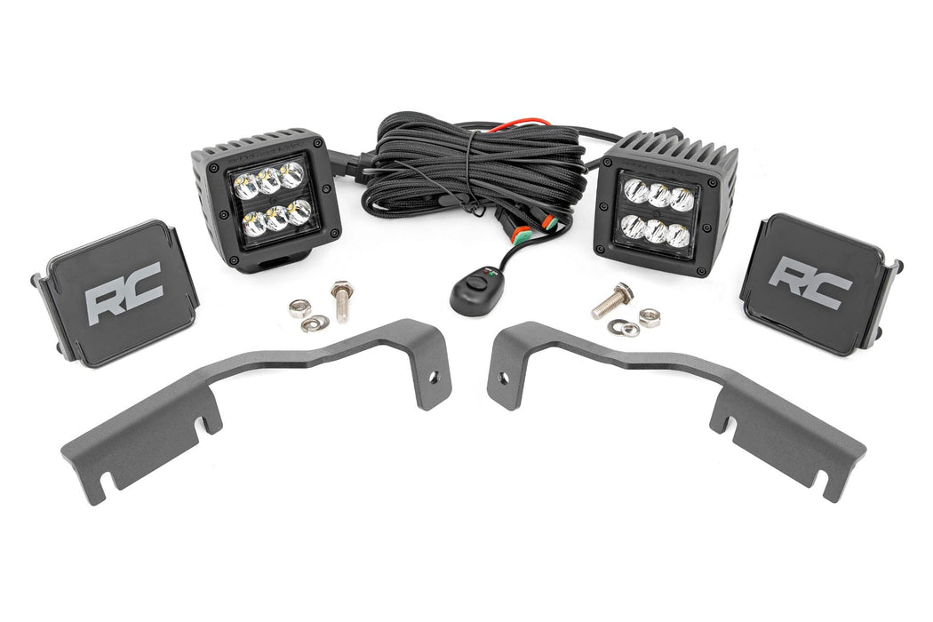 Rough Country Led Light Kit Ditch Mount 2" Black Pair Spot Compatible with Nissan Frontier (22-23) 71064