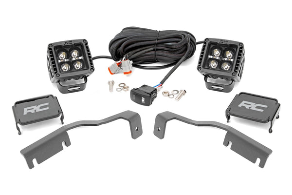 Rough Country Led Light Kit Ditch Mount 2" Black Pair White Drl Fits Nissan Frontier (22-23) 71066