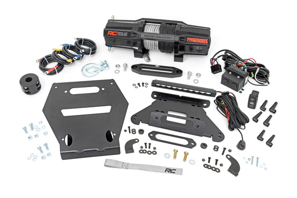 Rough Country Led Light Winch Mount Rs6500S 10" Black Slimline Polaris Rzr Pro R 92064