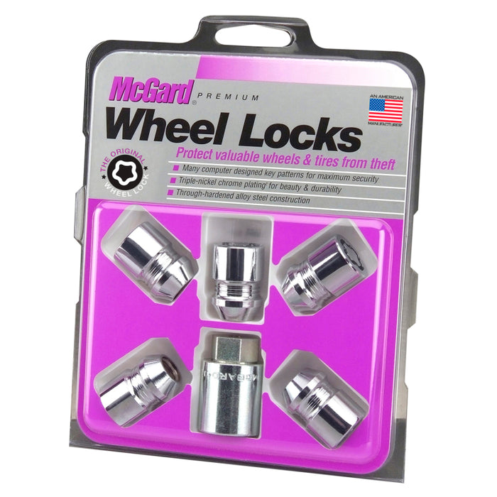 McGard Wheel Lock Nut Set 5pk. (Cone Seat) M12X1.25 / 13/16 Hex / 1.28in. Length Chrome 24554