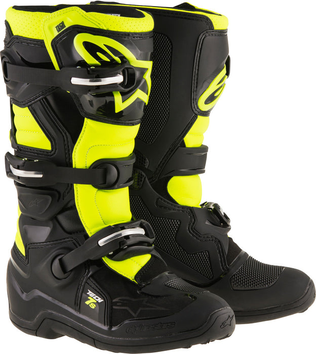 Alpinestars Unisex-Child Tech 7S Youth Boots (Black/Yellow, Size 2)