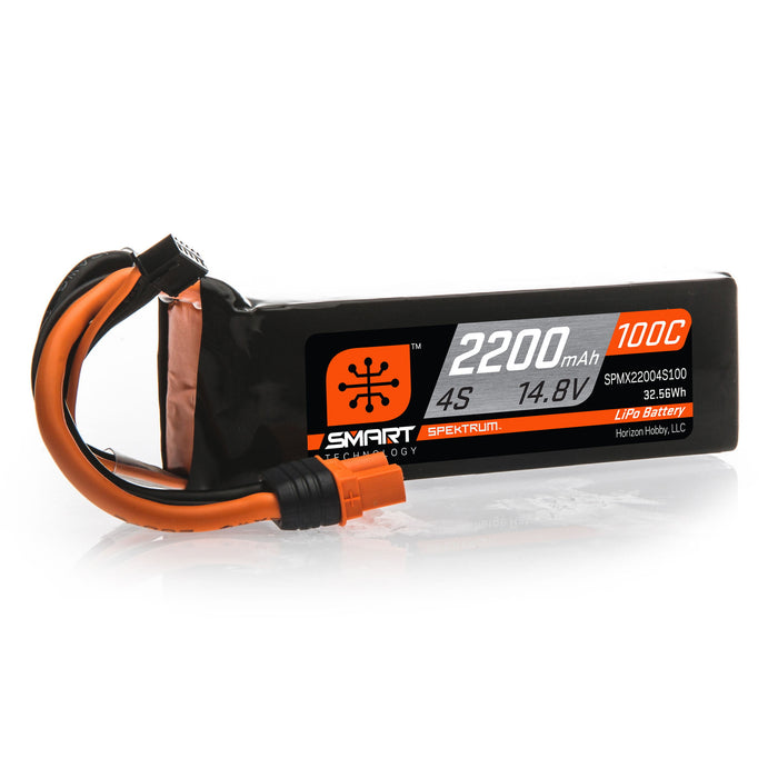 Spektrum SMART 2200mAh 4S 14.8V 100C Smart LiPo Battery IC3 SPMX22004S100 Airplane Batteries