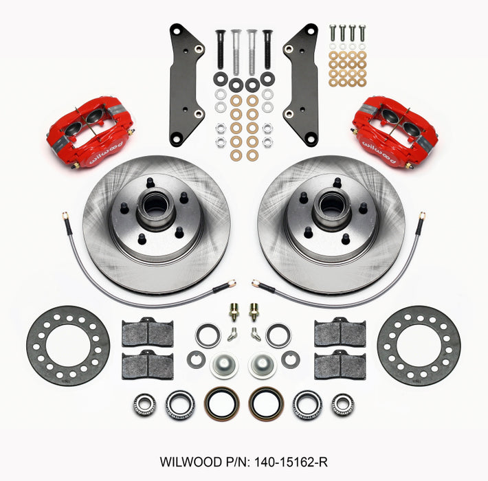 Wilwood Forged Dynalite-M Front Kit 11.88in 1 PC Rotor&Hub Red Cadillac 1957-60 140-15162-R