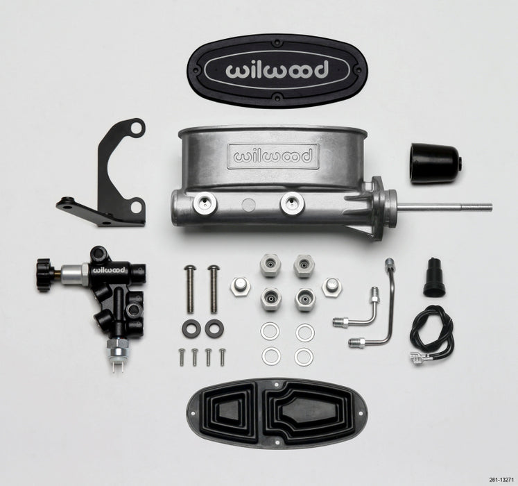 Wilwood HV Tandem M/C Kit w L/H Bracket & Prop Valve 7/8in Bore-W/Pushrod 261-13271