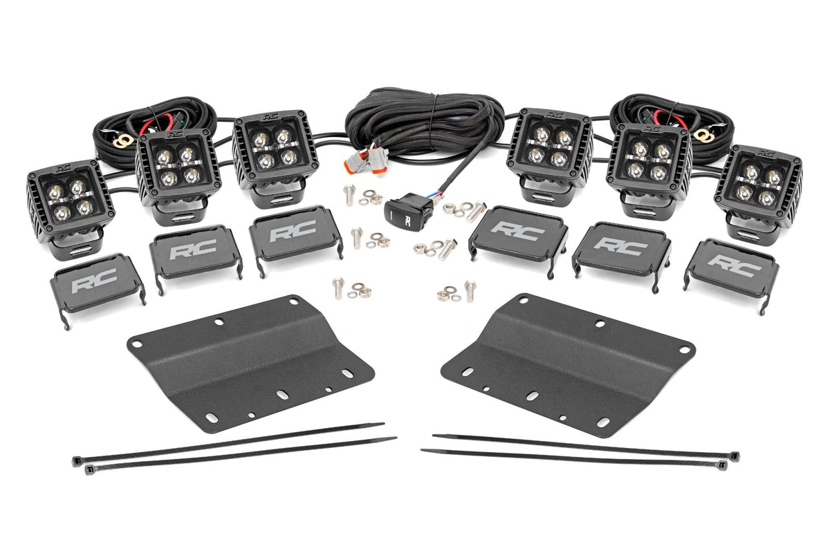 Rough Country Led Light Kit Fog Mount Triple 2" Black Pair White Drl Fits Ford Bronco (21-23) 51087