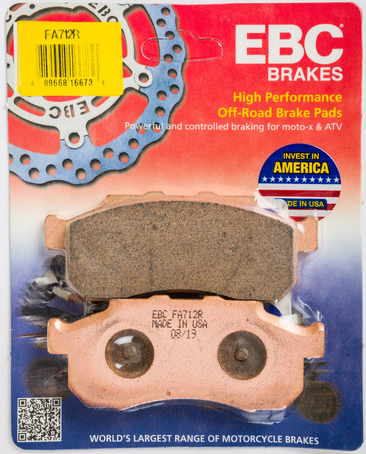 EBC 15-17 Fits Honda Sxs 500 Sxs M2 Pioneer (2 Seater) Front Left/Right Sintered Hh Brake Pads FA712R