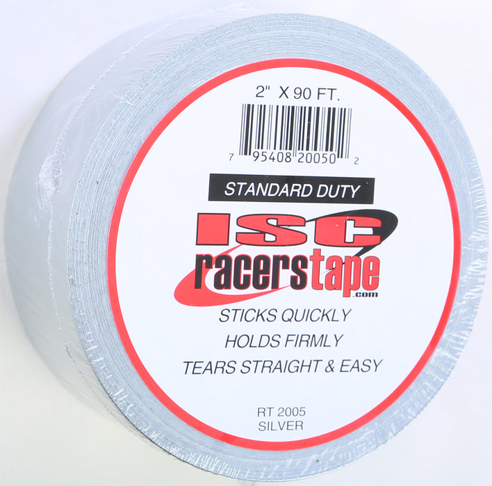 ISC RT2005 Standard-Duty Racer's Tape Roll, 90' Length x 2" Width, Silver (Case of54)