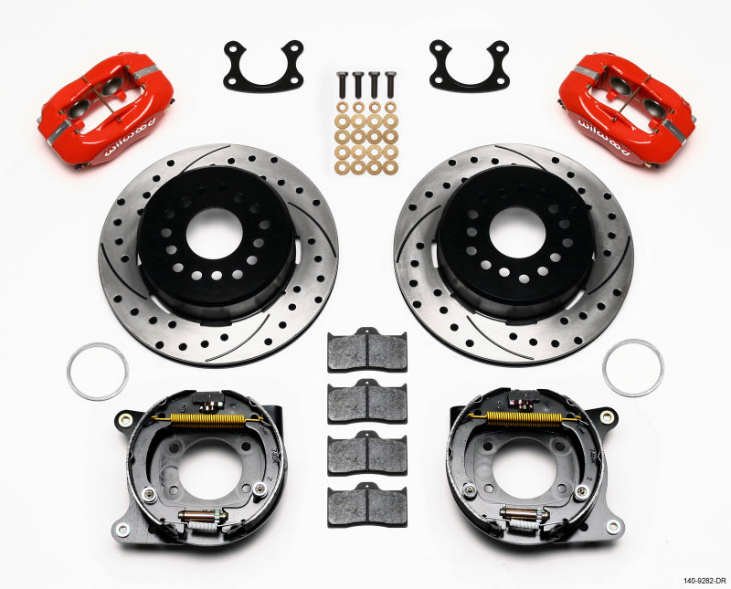 Wilwood Forged Dynalite P/S Park Brake Kit Drill-Red Small Ford 2.50in Offset 140-9282-DR