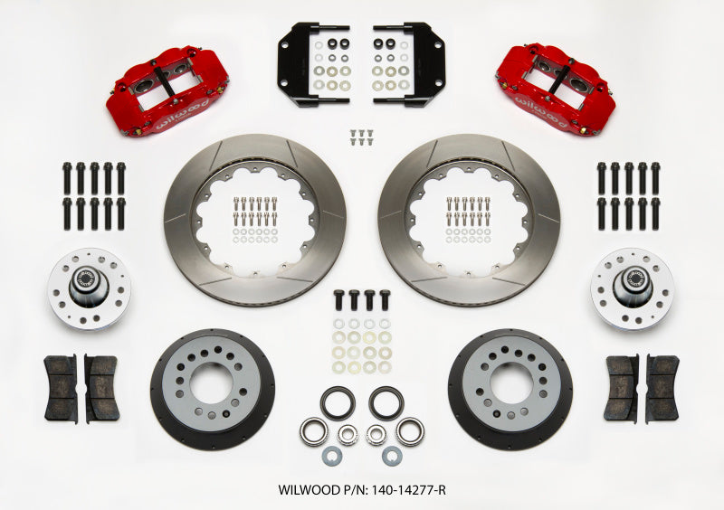 Wilwood Narrow Superlite 6R Front Hub Kit 14.00in Red Magnum Force Drop Spindle 140-14277-R