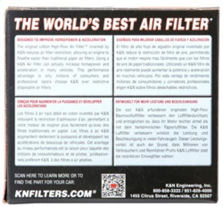 K&N Universal Chrome Filter 2 1/2 inch O/S FLG / 4 1/2 inch OD / 2 inch Height RC-1950