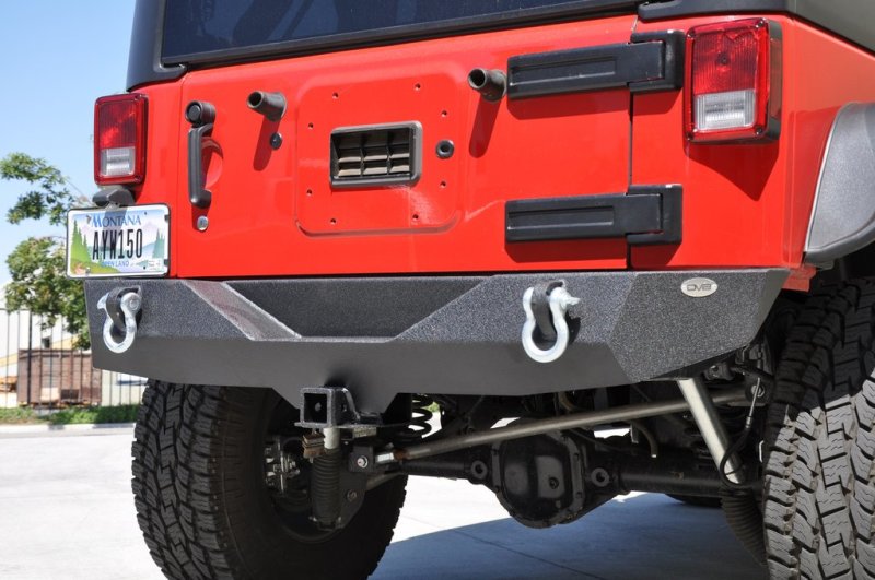 DV8 Offroad 07-18 compatible with Jeep Wrangler JK Steel Mid Length Rear Bumper RBSTTB-04