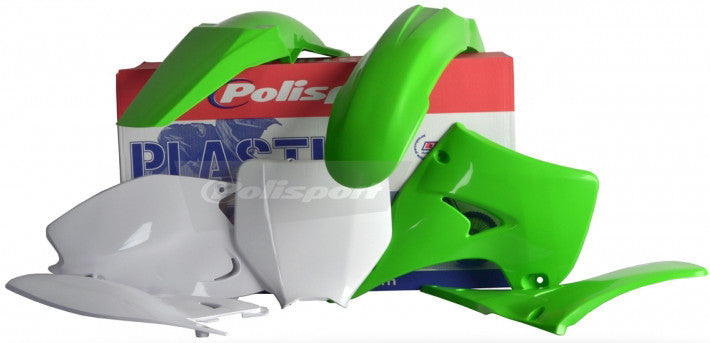 Polisport Full Plastic Kit for KX125/250 (2003-2008) OEM Quality Restyling Kit with Superior Fit, Flexibility, and Durability (Green/White)