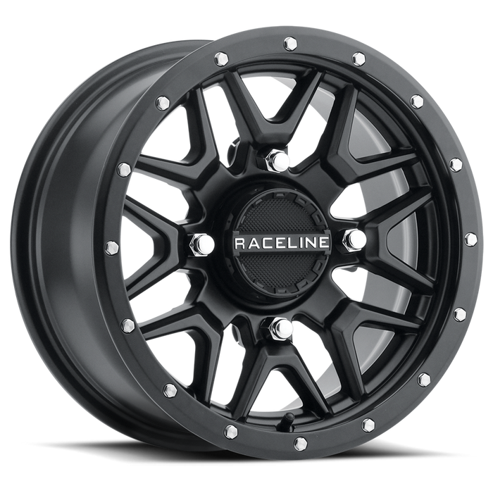 Full Set of Raceline Krank Wheels (4) BLACK 15x7 / 4/137 (5+2) +10MM