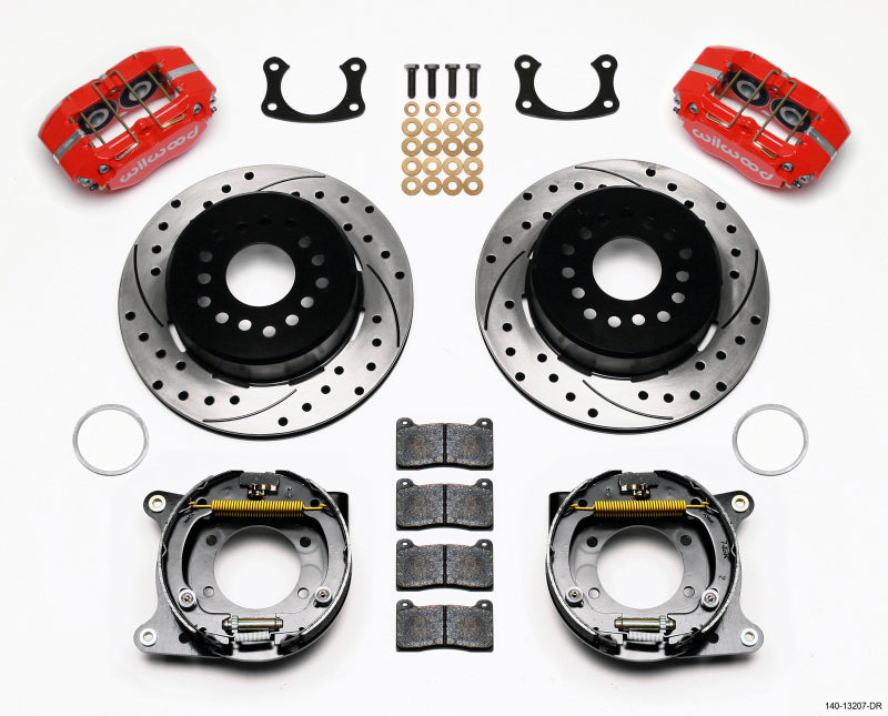 Wilwood Dynapro Dust-Boot P/S Park Brake Kit Drilled Red New Big Ford 2.50in Offset 140-13207-DR