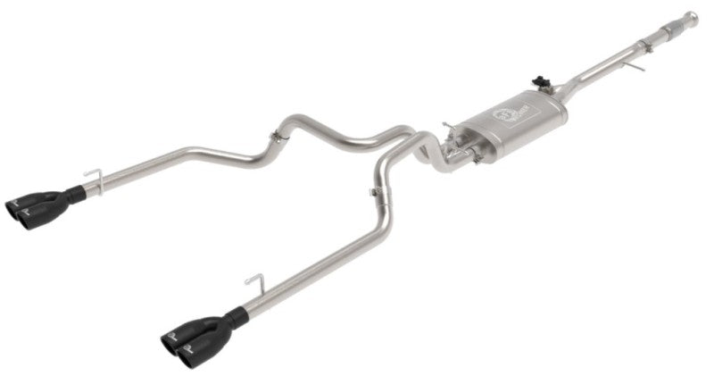 aFe Gemini XV 3in 304 SS Cat-Back Exhaust w/ Cutout 19-21 GM Silverado/Sierra 1500 V8- w/ Black Tips 49-34139-B