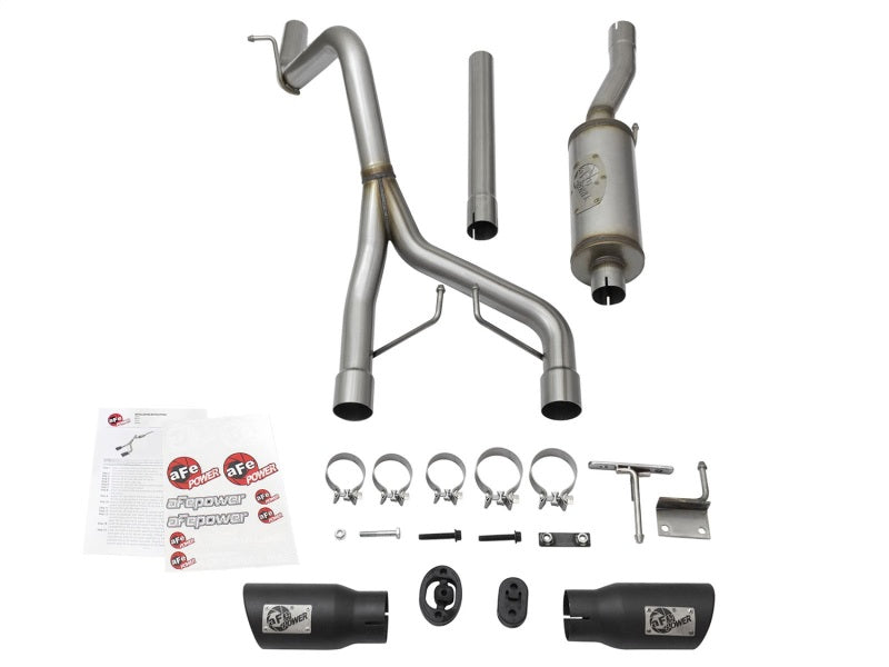 aFe Rebel Series CB 2.5in Dual Center Exit SS Exhaust w/ Black Tips 07-15 compatible with Jeep Wrangler 3.6L/3.8L V6 49-48056-B