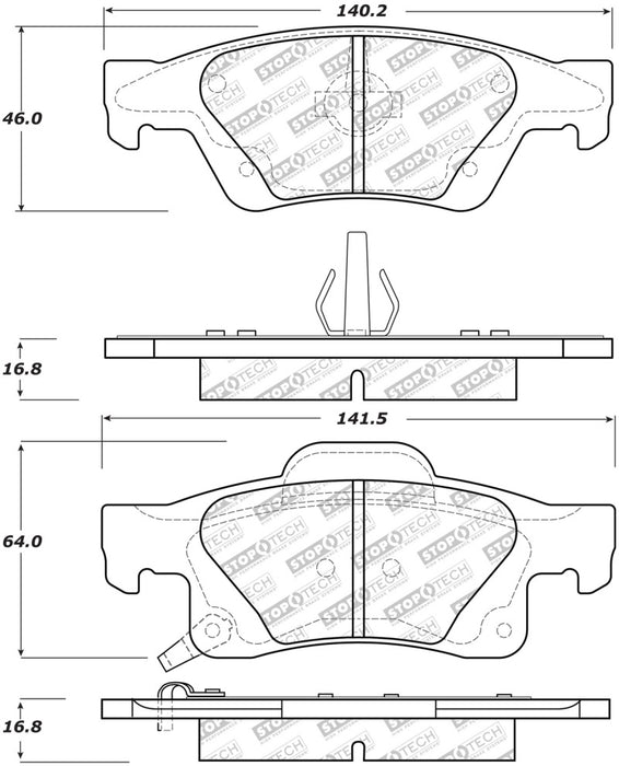 StopTech Street Select Brake Pads w/Hardware Rear 305.1498