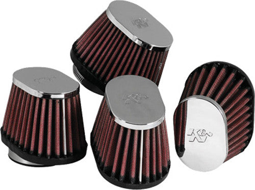 K&N RC-1824 Motorcycle Universal Chrome Air Filter , Black
