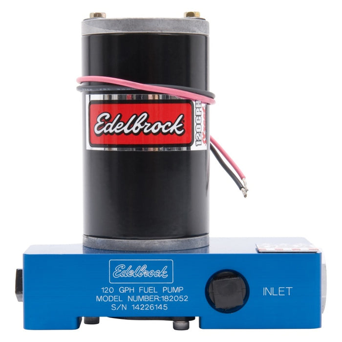 Edelbrock Fuel Pump Electric Quiet-Flo Carbureted 120GPH 3/8In In 3/8In Out 120 GPH Blue 182052