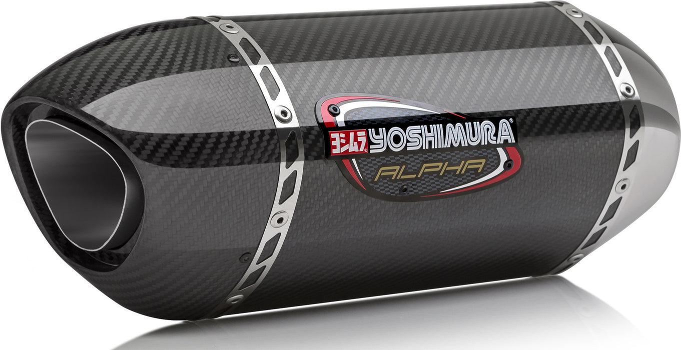 Yoshimura Alpha Slip-On Exhaust (Street/Stainless Steel/Carbon Fiber/Carbon Fiber/Works Finish) Compatible with 17-19 Suzuki SV650