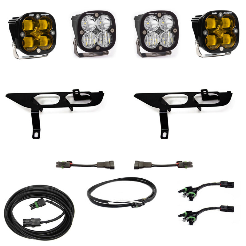 Baja Designs 2021+ Ford F150 Fog Pocket Kit SAE Amber Squadron Sport DC with Upfitter 447698UP