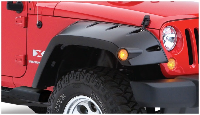 Bushwacker 07-18 compatible with Jeep Wrangler Max Pocket Style Flares 2pc Extended Coverage Black 10045-02