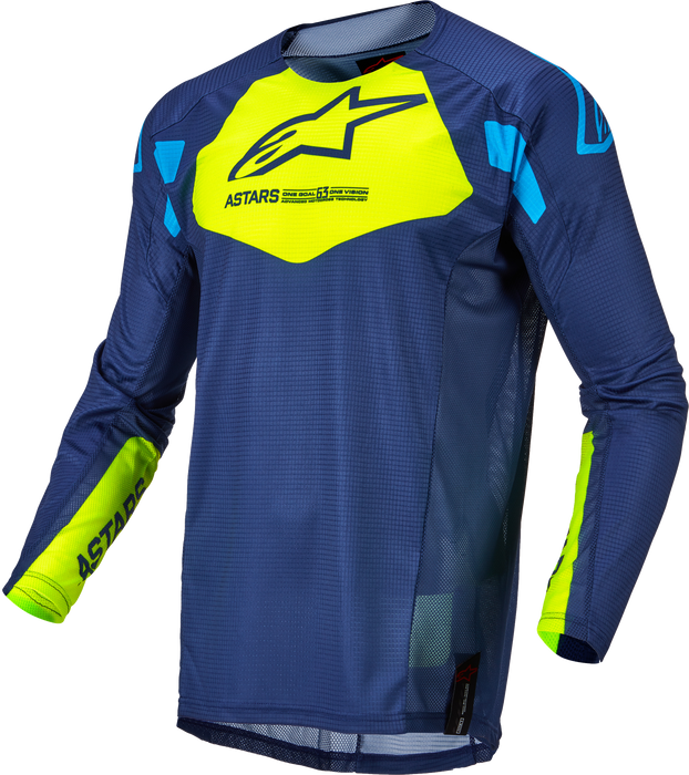 Alpinestars Techstar Factory Jersey Drk Blu/Ylw Fluo/Blu Neo Xl (3761022-7557-XL)