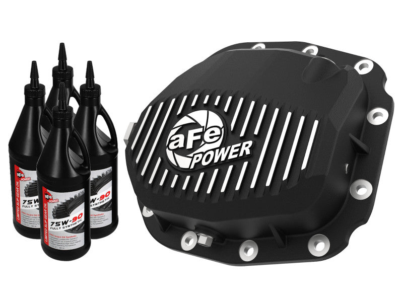 aFe Rear Differential Cover (Black Machined; Pro Series); 15-19 Ford F-150 V6-2.7L (t) (12-Bolt) 46-71181B