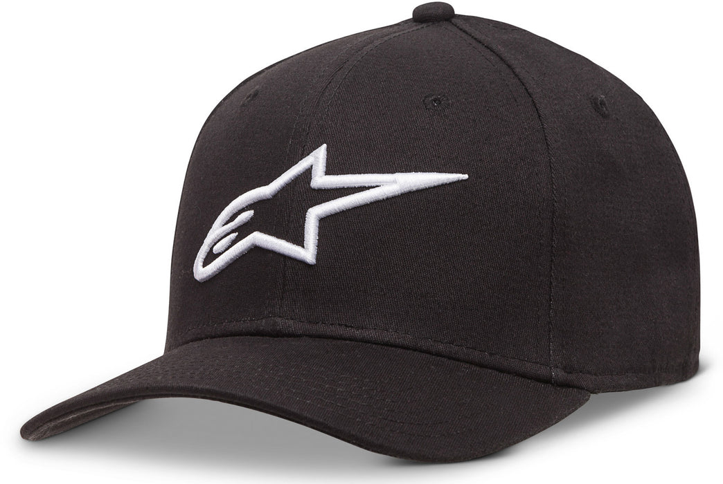 Alpinestars mens Curved Bill Structured Crown Flex Back 3d Embroidered Logo Flexfit Hat Cap, Ageless Black/White, Large-X-Large US