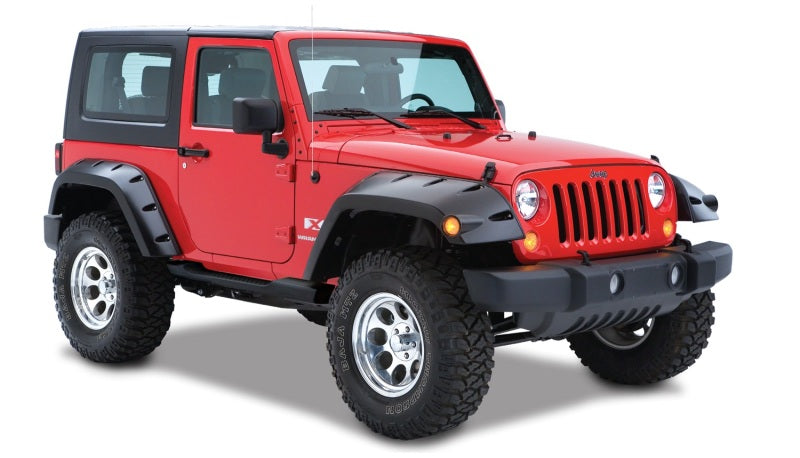 Bushwacker 07-18 compatible with Jeep Wrangler Max Pocket Style Flares 2pc Extended Coverage Black 10046-02