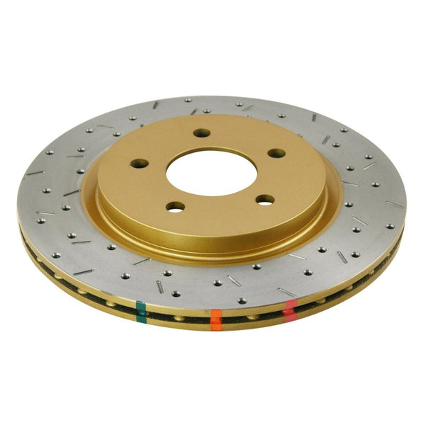 DBA 05-13 Ford Mustang GT/V6 Rear Drilled & Slotted 4000 Series Rotor w/ Gold Hat 42114XS