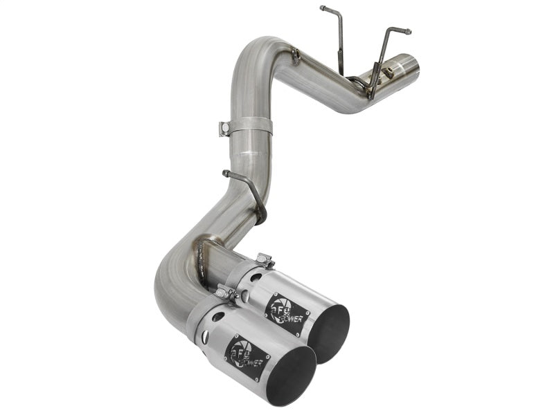 aFe Victory Series 4in 409-SS DPF-Back Exhaust w/ Dual Polished Tips 2017 GM Duramax V8-6.6L(td) L5P 49-44089-P