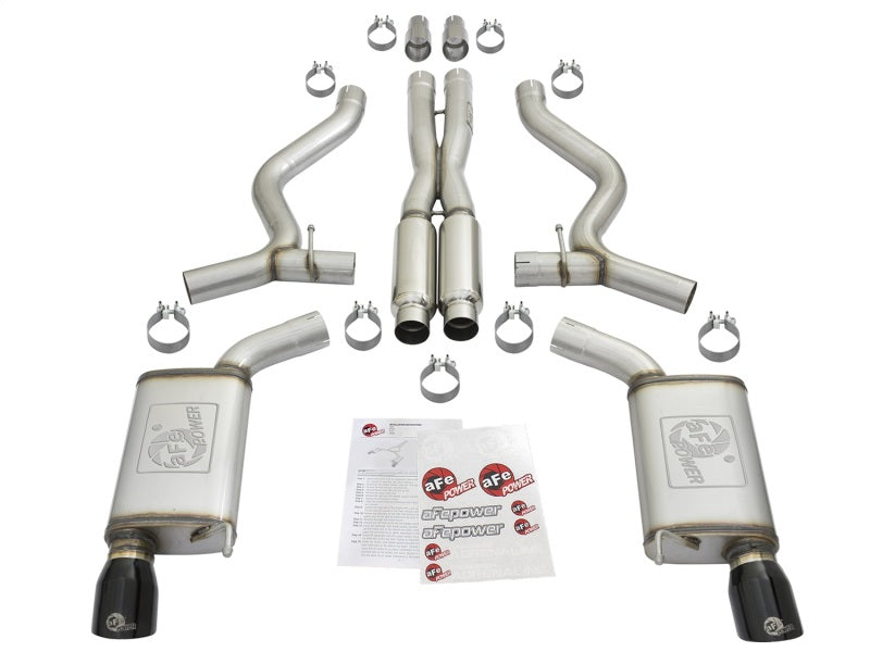 aFe MACHForce XP 3in 304 SS Loud Tone Cat-Back w/ Black Tips 15-17 Ford Mustang V6-3.7L/V8-5.0L 49-33087-B