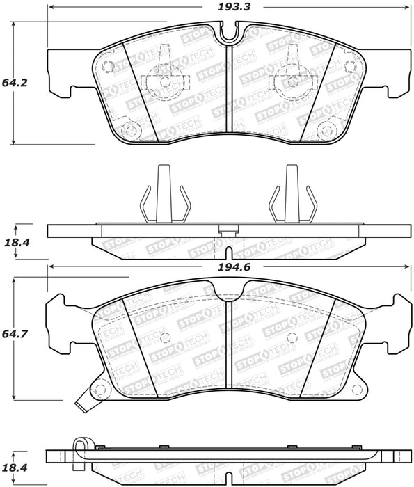 StopTech Performance 11-12 Compatible with Dodge Durango Front Brake Pads 309.1455