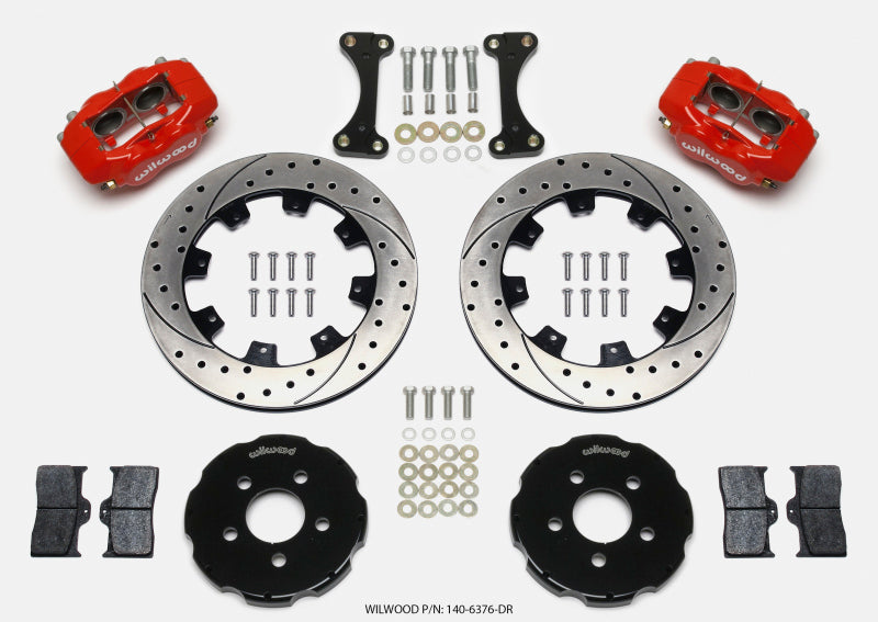 Wilwood Forged Dynalite Front Hat Kit 12.19in Drilled Red 00-04 PT Cruiser/03-04 SRT/4 140-6376-DR