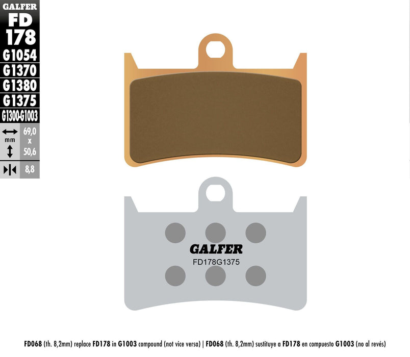 Galfer HH Sintered Ceramic Brake Pads (Front G1375) Compatible With 99-18 YAMAHA YZF-R6