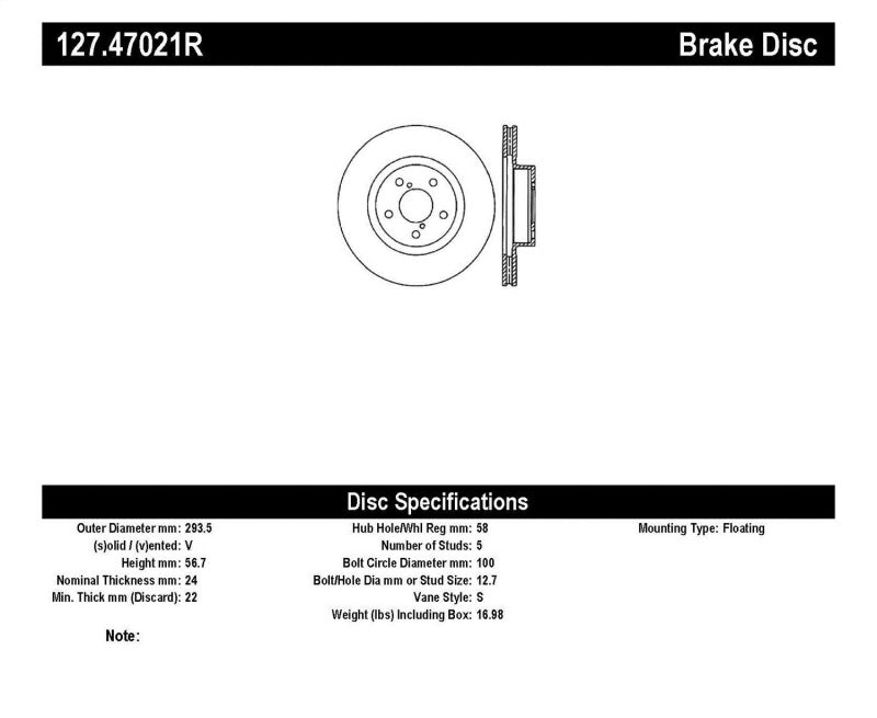 StopTech Slotted & Drilled Sport Brake Rotor 127.47021R