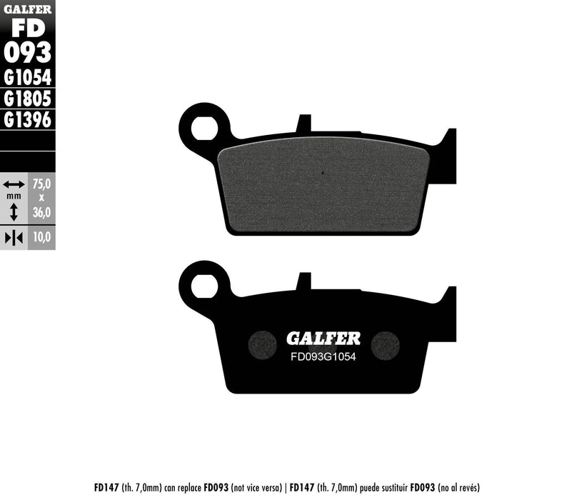 Galfer Semi-Metallic Brake Pads (Rear G1054) Compatible With 98-02 YAMAHA YZ250