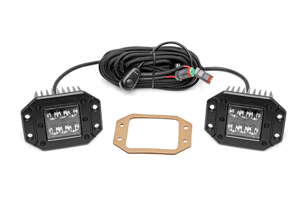 Rough Country Black Series Led Light Pair 2 Inch Spot Flush Mount 70803BL