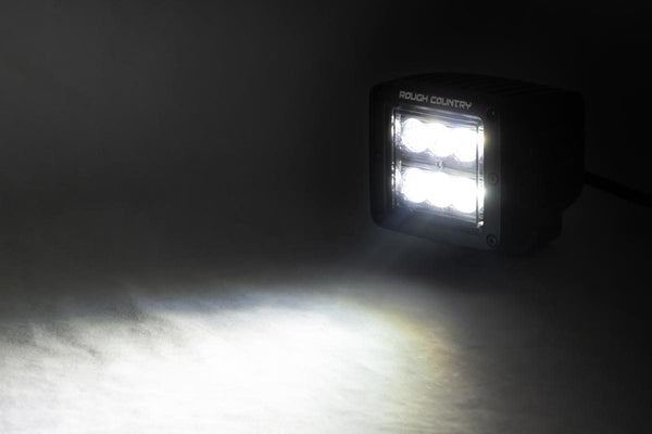 Rough Country Black Series Led Light Pair Square 2 Inch Spot 70903BL