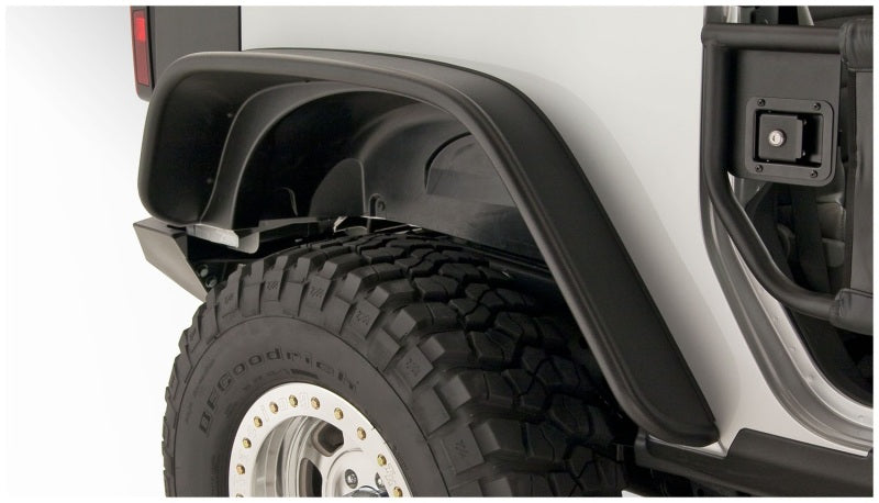 Bushwacker 07-18 compatible with Jeep Wrangler Flat Style Flares 2pc Fits 2-Door Sport Utility Only Black 10052-07